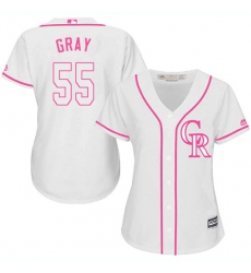 Women's Majestic Colorado Rockies #55 Jon Gray Replica White Fashion Cool Base MLB Jersey