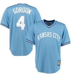 Men's Majestic Kansas City Royals #4 Alex Gordon Authentic Light Blue Cooperstown MLB Jersey