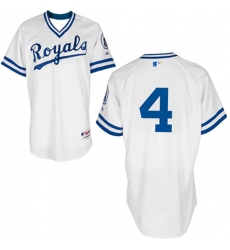 Men's Majestic Kansas City Royals #4 Alex Gordon Authentic White 1974 Turn Back The Clock MLB Jersey