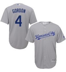 Youth Majestic Kansas City Royals #4 Alex Gordon Authentic Grey Road Cool Base MLB Jersey