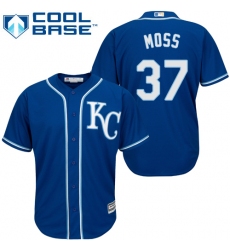 Youth Majestic Kansas City Royals #37 Brandon Moss Replica Blue Alternate 2 Cool Base MLB Jersey