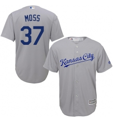Youth Majestic Kansas City Royals #37 Brandon Moss Replica Grey Road Cool Base MLB Jersey