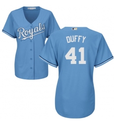 Women's Majestic Kansas City Royals #41 Danny Duffy Replica Light Blue Alternate 1 Cool Base MLB Jersey