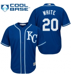 Men's Majestic Kansas City Royals #20 Frank White Replica Blue Alternate 2 Cool Base MLB Jersey