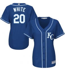 Women's Majestic Kansas City Royals #20 Frank White Replica Blue Alternate 2 Cool Base MLB Jersey