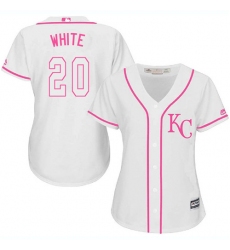 Women's Majestic Kansas City Royals #20 Frank White Replica White Fashion Cool Base MLB Jersey