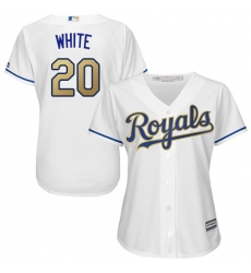 Women's Majestic Kansas City Royals #20 Frank White Replica White Home Cool Base MLB Jersey