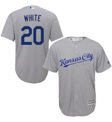 Youth Majestic Kansas City Royals #20 Frank White Replica Grey Road Cool Base MLB Jersey