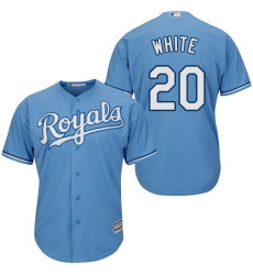 Youth Majestic Kansas City Royals #20 Frank White Replica Light Blue Alternate 1 Cool Base MLB Jersey