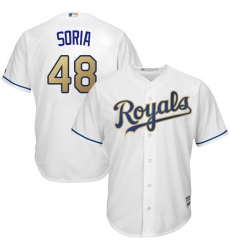 Men's Majestic Kansas City Royals #48 Joakim Soria Replica White Home Cool Base MLB Jersey