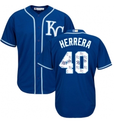 Men's Majestic Kansas City Royals #40 Kelvin Herrera Authentic Blue Team Logo Fashion Cool Base MLB Jersey
