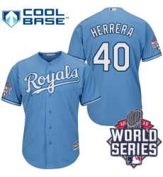 Men's Majestic Kansas City Royals #40 Kelvin Herrera Authentic Light Blue Alternate 1 Cool Base 2015 World Series Patch MLB Jersey