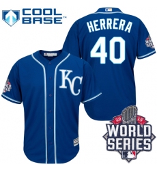 Men's Majestic Kansas City Royals #40 Kelvin Herrera Replica Blue Alternate 2 Cool Base 2015 World Series Patch MLB Jersey