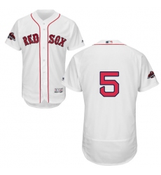 Men's Majestic Boston Red Sox #5 Nomar Garciaparra White Home Flex Base Authentic Collection 2018 World Series Champions MLB Jersey
