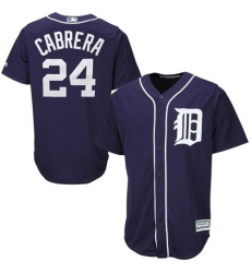 Youth Majestic Detroit Tigers #24 Miguel Cabrera Replica Navy Blue Cool Base MLB Jersey