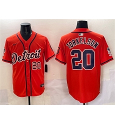 Men's Detroit Tigers #20 Spencer Torkelson Orange With Vapor Premier Limited Stitched Baseball Jersey