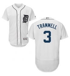 Men's Majestic Detroit Tigers #3 Alan Trammell White Home Flex Base Authentic Collection MLB Jersey