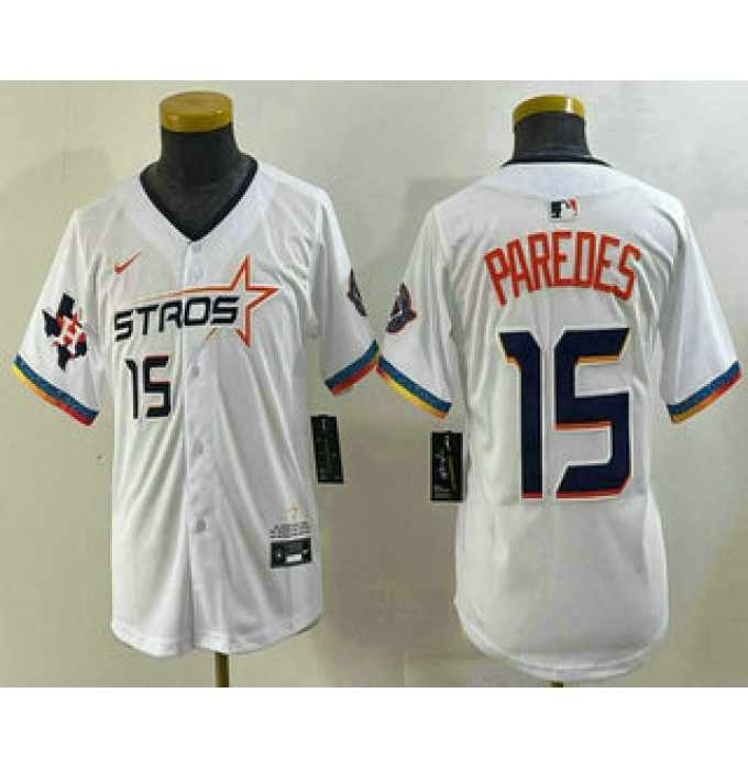 Youth Houston Astros #15 Isaac Paredes Number White 2025 City Connect Limited Stitched Jersey