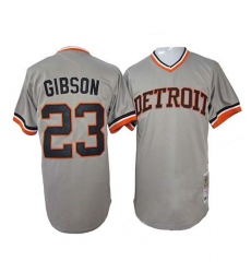 Men's Mitchell and Ness 1968 Detroit Tigers #23 Kirk Gibson Authentic Grey Throwback MLB Jersey