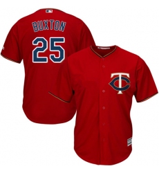 Youth Majestic Minnesota Twins #25 Byron Buxton Authentic Scarlet Alternate Cool Base MLB Jersey