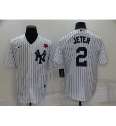 Men's New York Yankees #2 Derek Jeter White Cool Base Stitched Rose Baseball Jersey