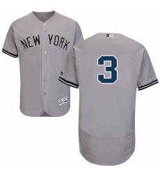 Men's Majestic New York Yankees #3 Babe Ruth Grey Road Flex Base Authentic Collection MLB Jersey