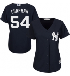 Women's Majestic New York Yankees #54 Aroldis Chapman Replica Navy Blue Alternate MLB Jersey