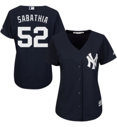 Women's Majestic New York Yankees #52 C.C. Sabathia Replica Navy Blue Alternate MLB Jersey
