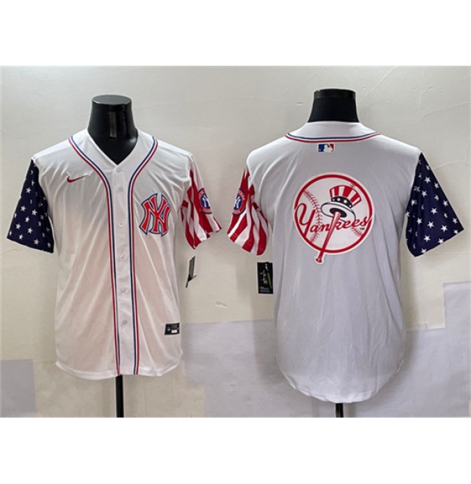 Men's New York Yankees Team Big Logo White American Style Limited Stitched Baseball Jersey