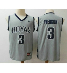 Men's Georgetown Hoyas #3 Allen Iverson Gray College Basketball Nike Jersey