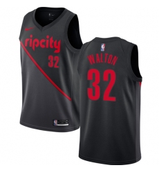 Youth Nike Portland Trail Blazers #32 Bill Walton Swingman Black NBA Jersey - 2018 19 City Edition