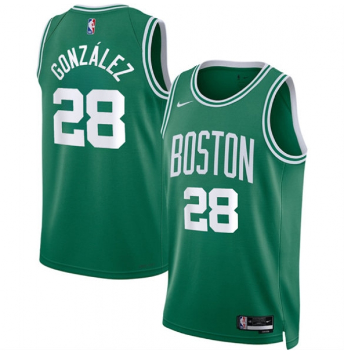 Men's Boston Celtics #28 Hugo González Kelly Green 2024 Draft Icon Edition Stitched Basketball Jersey
