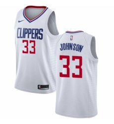 Men's Nike Los Angeles Clippers #33 Wesley Johnson Authentic White NBA Jersey - Association Edition