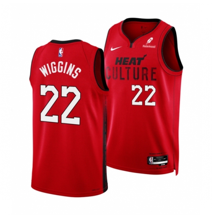 Men's Miami Heat #22 Andrew Wiggins Red 2025 City Edition Stitched Basketball Jersey