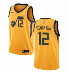 Women's Nike Utah Jazz #12 John Stockton Swingman Gold NBA Jersey Statement Edition