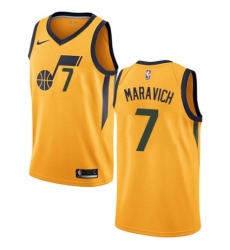 Men's Nike Utah Jazz #7 Pete Maravich Authentic Gold NBA Jersey Statement Edition