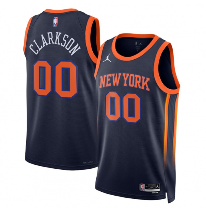 Men's New Yok Knicks #00 Jordan Clarkson Black 2025 Statement Edition Stitched Basketball Jersey