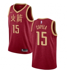 Men's Nike Houston Rockets #15 Clint Capela Swingman Red NBA Jersey - 2018 19 City Edition