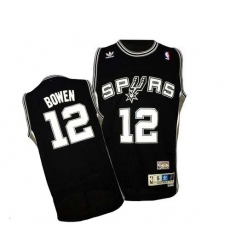 Men's Adidas San Antonio Spurs #12 Bruce Bowen Swingman Black Throwback NBA Jersey