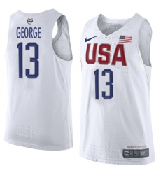 Men's Nike Team USA #13 Paul George Swingman White 2016 Olympic Basketball Jersey