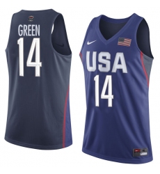Men's Nike Team USA #14 Draymond Green Swingman Navy Blue 2016 Olympic Basketball Jersey