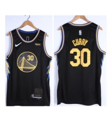 Men's Golden State Warriors #30 Stephen Curry 75th Anniversary Black Stitched Basketball Jersey