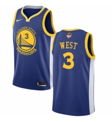 Men's Nike Golden State Warriors #3 David West Swingman Royal Blue Road 2018 NBA Finals Bound NBA Jersey - Icon Edition