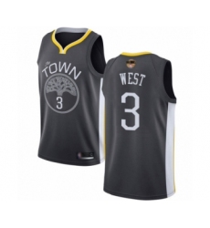 Youth Golden State Warriors #3 David West Swingman Black 2019 Basketball Finals Bound Basketball Jersey - Statement Edition