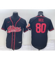Men's San Francisco 49ers #80 Jerry Rice Black Stitched Cool Base Nike Baseball Jersey
