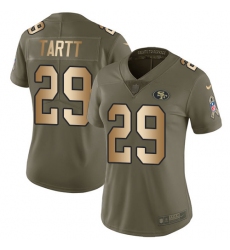 Women's Nike San Francisco 49ers #29 Jaquiski Tartt Limited Olive/Gold 2017 Salute to Service NFL Jersey