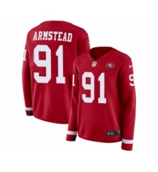 Women's Nike San Francisco 49ers #91 Arik Armstead Limited Red Therma Long Sleeve NFL Jersey