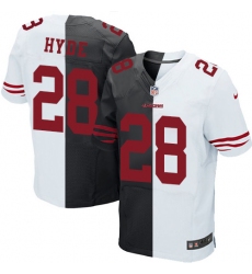 Men's Nike San Francisco 49ers #28 Carlos Hyde Elite Black/White Split Fashion NFL Jersey