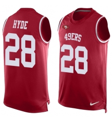 Men's Nike San Francisco 49ers #28 Carlos Hyde Limited Red Player Name & Number Tank Top NFL Jersey