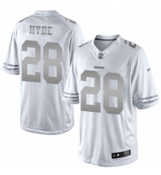 Men's Nike San Francisco 49ers #28 Carlos Hyde Limited White Platinum NFL Jersey